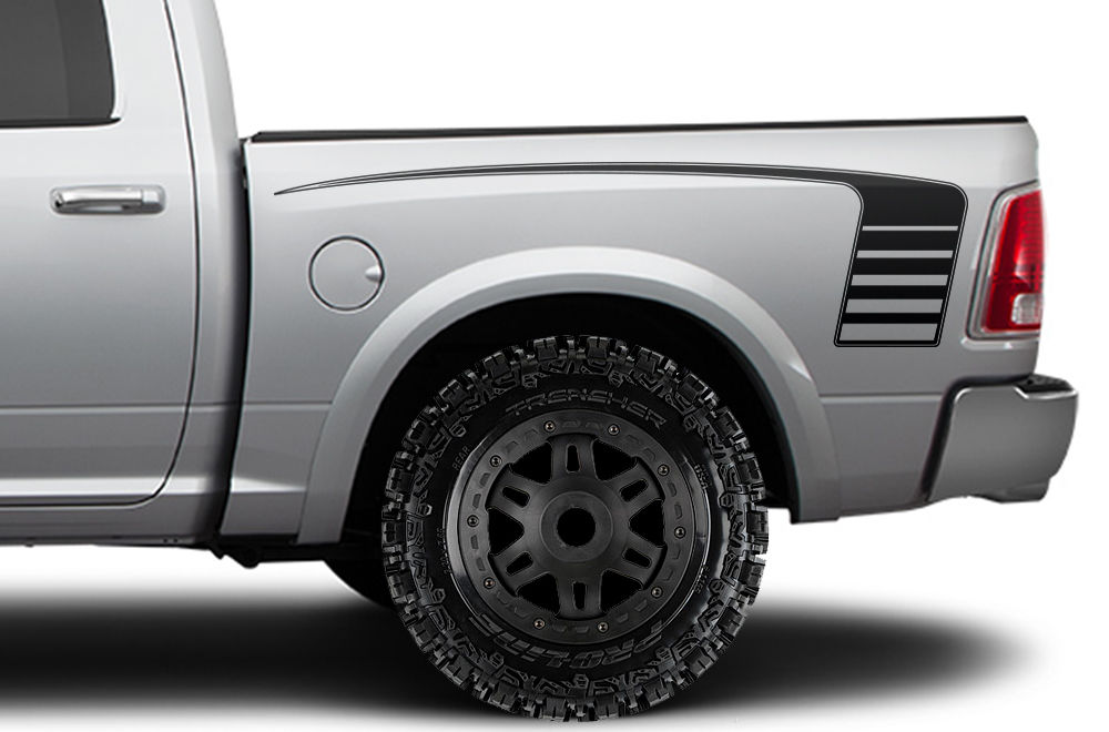 Custom Hockey Stripe Strobe Body Graphics Dodge Truck - Click Image to Close